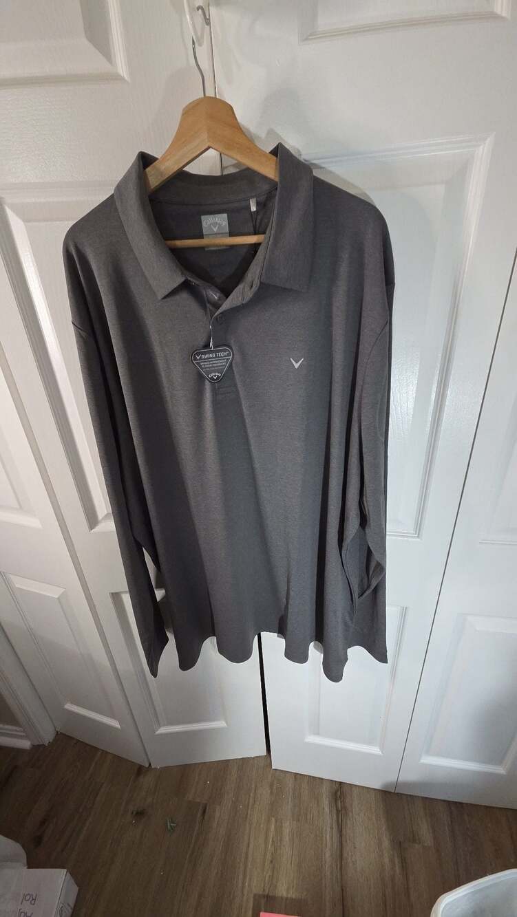 Callaway Men's Big & Tall Swing Tech Essential Opti-Dri Long Sleeve Polo Shirt - Picture 2 of 7